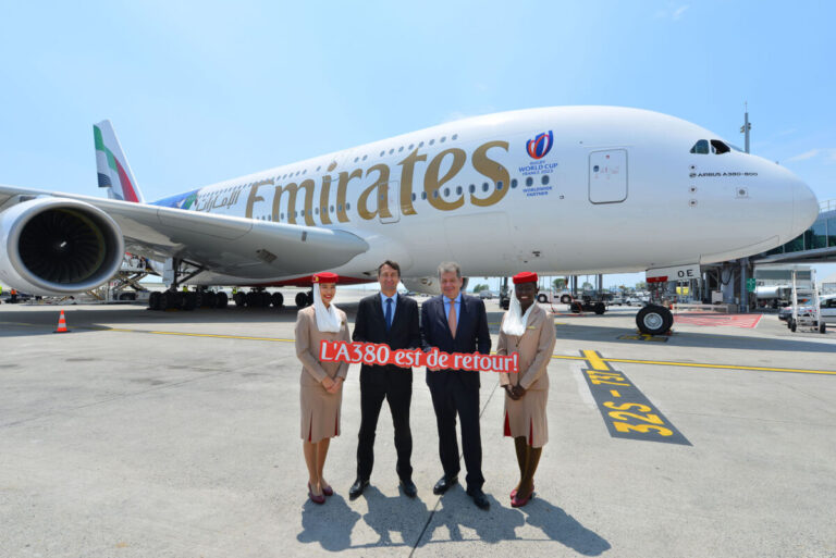 L’emblématique A380 d’Emirates fait son grand retour à l’aéroport Nice Côte d’Azur